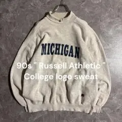 90s【USA製】Russell ラッセル カレッジロゴ モックネック XXL