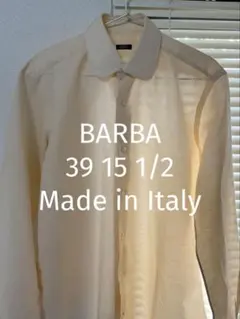 BARBA 39 15 1/2 ラウンドカラー 長袖シャツ クリーム