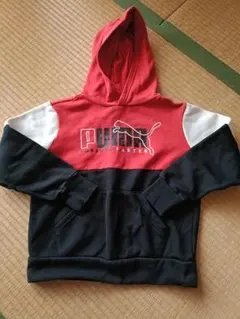 PUMA フード付きパーカー レッド/ブラック　140