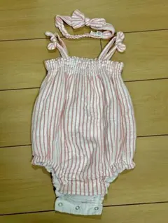baby GAP ベビー ロンパース ヘアバンド付き ストライプ 6-12mのサムネイル