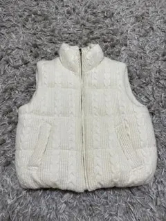 s*様 ZARA アイボリー ケーブル編み ジップアップベスト