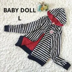 ベビードール　リバーシブルパーカー　ボーダー/赤　レディース　ビッグロゴ　L