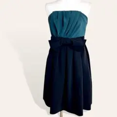 ♥️ダイアグラム バイカラー フロントドレープ リボン キャミドレスワンピ 36