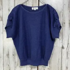 ☆MK ミッシェルクラン☆良品☆半袖 ニット 38 M リボン ネイビー