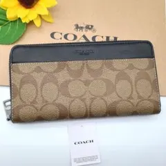 COACH 長財布 新品 カーキ ブラック お札入れ 小銭入れ