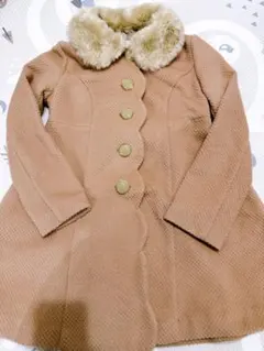 OLIVE des OLIVE ワッフルコート Aライン ファー付き スカラップのサムネイル