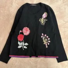 【極美品】レオナール　カシミヤ　シルク　長袖ニット　42 XL ボレロ風 573のサムネイル