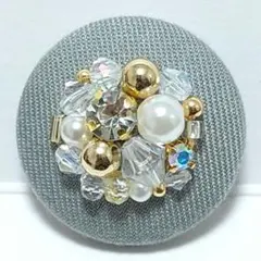 ビーズ刺繍　№719　グレー×白ゴールド