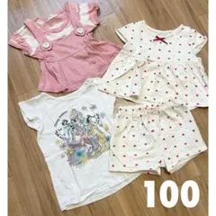 子供服まとめ売り　女の子服　100　保育園着　半袖トップス　ズボン　Tシャツ　夏