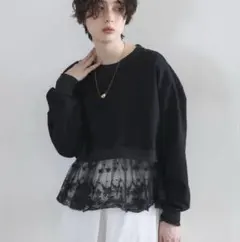 2026SS 新品　レイヤードレーススウェットプルオーバー