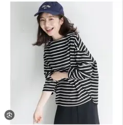 coca ボーダーボートネック長袖カットソー