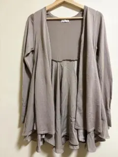カーディガン フリル　ボレロ　ベージュ　シフォン　アース