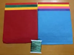 【カラーフェルト】シールタイプ4枚、洗えるタイプ5枚(ひも付き)