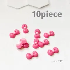 【132】ネイルパーツ　ぷっくりした小さなリボン／ピンク （同封値引き50円）