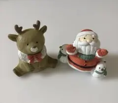 クリスマス 置物 2点セット サンタ トナカイ