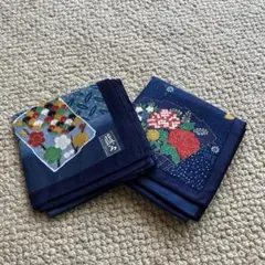 藍色ハンカチ　2枚セット