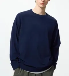 UNIQLO ウォッシャブルクルーネックセーター ネイビー S