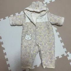 新生児モコモコロンパース　70サイズ　花柄うざき　カバーオール　女の子　裏起毛