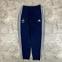 adidas サッカーフランス代表 トレーニングパンツ 150 古着 刺繍 紺