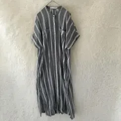 【AMERICAN HOLIC】ストライプ シャツワンピース ロング グレー M
