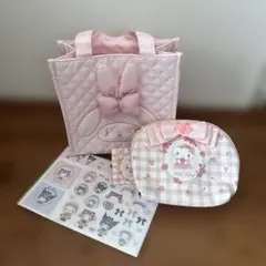 ハローキティ　マイメロ　トートバッグとポーチセット　ステッカー付き