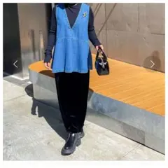 ノーリーズ　ウォッシャッブルベロアセミタイトスカート/ブラック