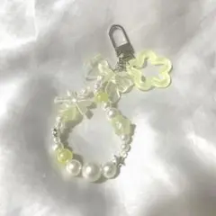 リボン星ビーズキーホルダー｜イエロー 大人ガーリー Y2K 韓国ガーリー 27