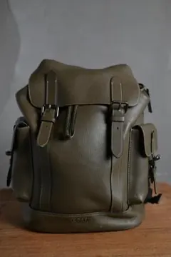 【良品】COACH コーチ レザー バックパック リュック オリーブグリーンのサムネイル