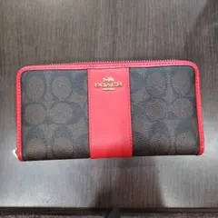 COACH 長財布 ブラウン/レッド