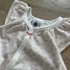 (74cm) PETIT BATEAU 半袖 フリル ロンパース ピンク 花柄