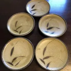最終価格　植物の葉模様 ￼の陶器皿 5枚セット