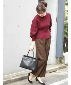 SPICK AND SPAN マトンスリーブペプラム プルオーバーボルドーフリー