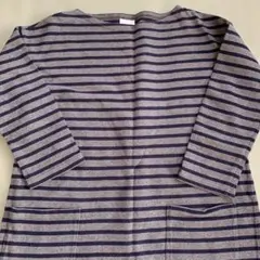 オーシバル　バスクシャツ　ストライプチュニック　グレー・ネイビー　フリー