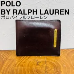 ポロバイラルフローレン　二つ折り財布　真鍮プレート　ブラウン　デッドストック