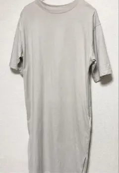 マタニティ用 ロング丈授乳口付き半袖ワンピース　Ｍサイズ ベージュ