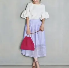 新品未使用　OBLI 総レースフレアスカート