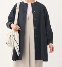 KEYUCA 新品未使用タグ付き【すごナノ撥水】ノーカラーハーフコート