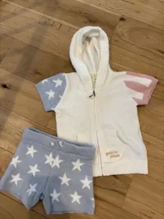 ジェラートピケベビー　 フード付き星柄セットアップ70〜80