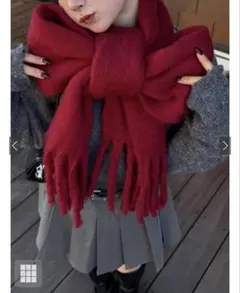 新品・起毛フェイクウールフリンジボリュームマフラー［fo1250］