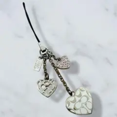 COACH コーチ キーホルダー チャーム ピンク ハート　シグネチャー