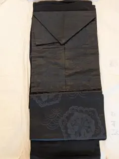 【喪服セット】正絹 黒紋付 着物 帯セット （家紋入り） 和装 和服のサムネイル