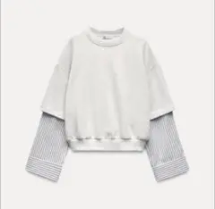 ZARA　ザラ　 コントラストスウェットシャツ　L