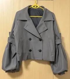 loin nuit ロワンニュイ ボリュームスリーブショートジャケット グレー