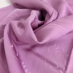 色無地 正絹 紋無し 流水模様 パープル系 広衿 袷 着物 翼-481