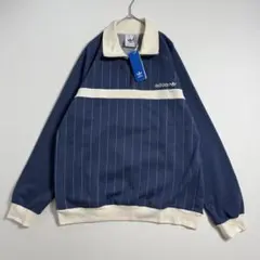 adidas ネイビー ストライプ トレーナー ハーフジップ トレフォイル 新品