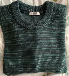 【未使用】⑤ユニクロU 長袖ニットセーター　グリーン系XXL