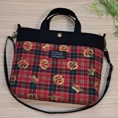 サコッシュ☆ ショルダーバッグ☆ トートバッグ☆ ハンドメイド☆チェック☆レッド