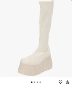 ヨースケ YOSUKE 厚底ストレッチロングブーツ アイボリー