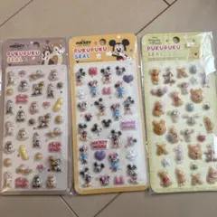 ミッキー・チップとデール・プーさん プクプクシール　3枚セット