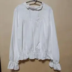 フリル付きホワイトブラウス　ehka sopo
